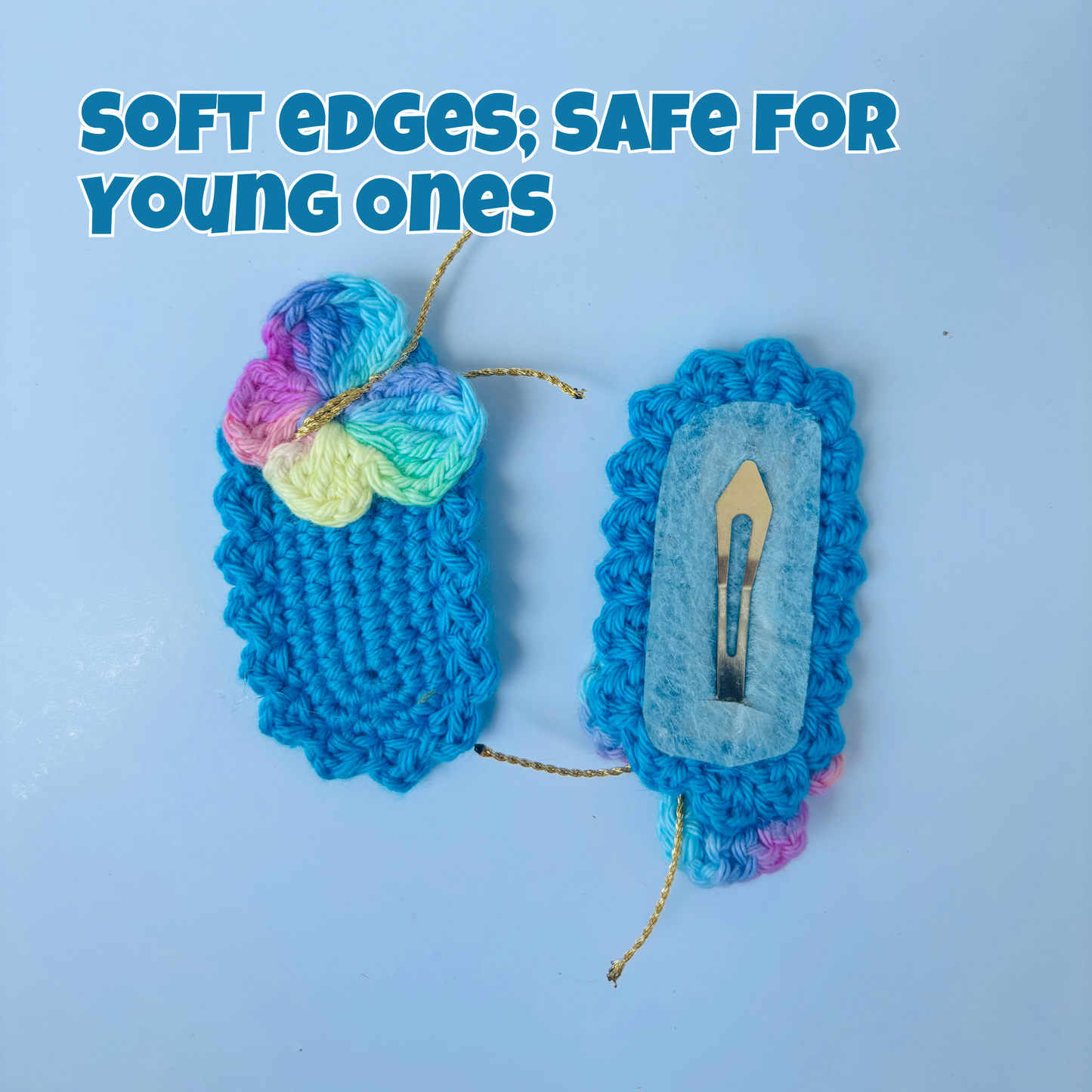 Crochet Hair Pins [Butterfly, Multicoloured blue colour, Handmade with love, Set of 2]