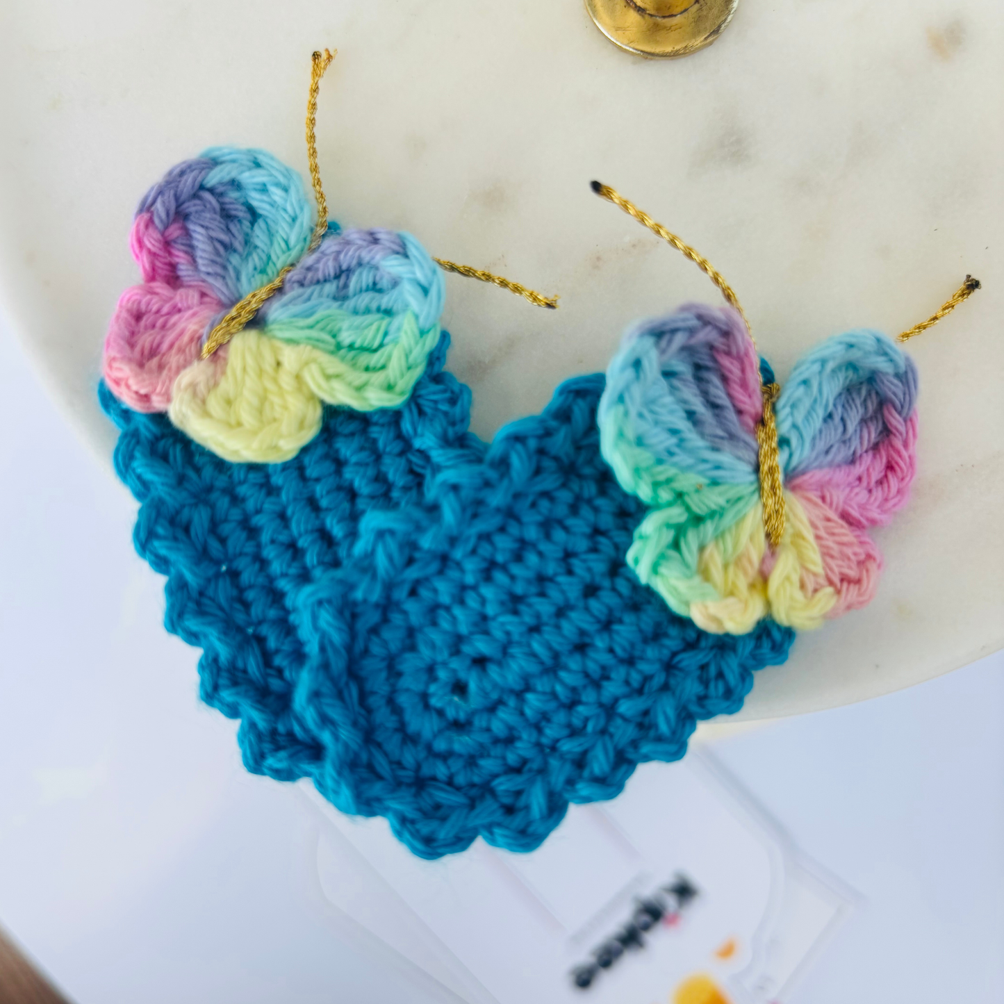 Crochet Hair Pins [Butterfly, Multicoloured blue colour, Handmade with love, Set of 2]