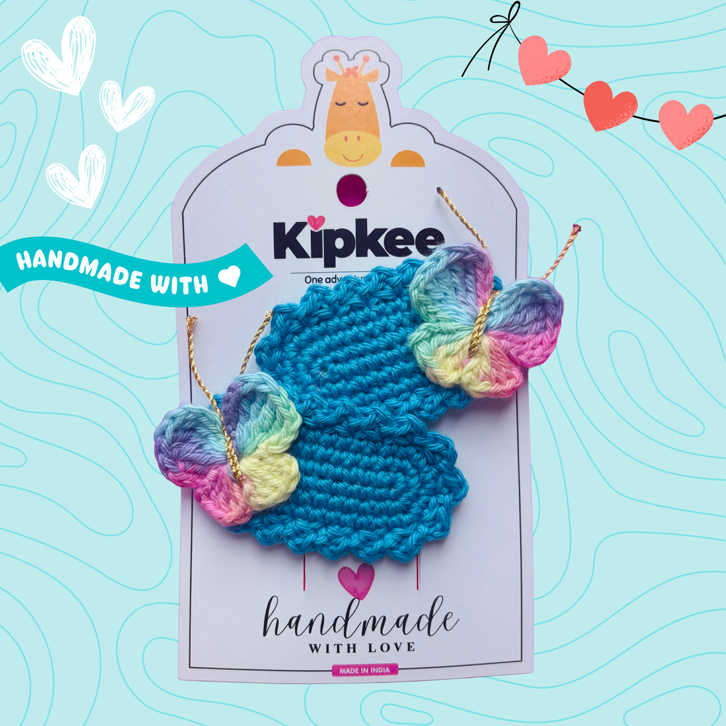 Crochet Hair Pins [Butterfly, Multicoloured blue colour, Handmade with love, Set of 2]