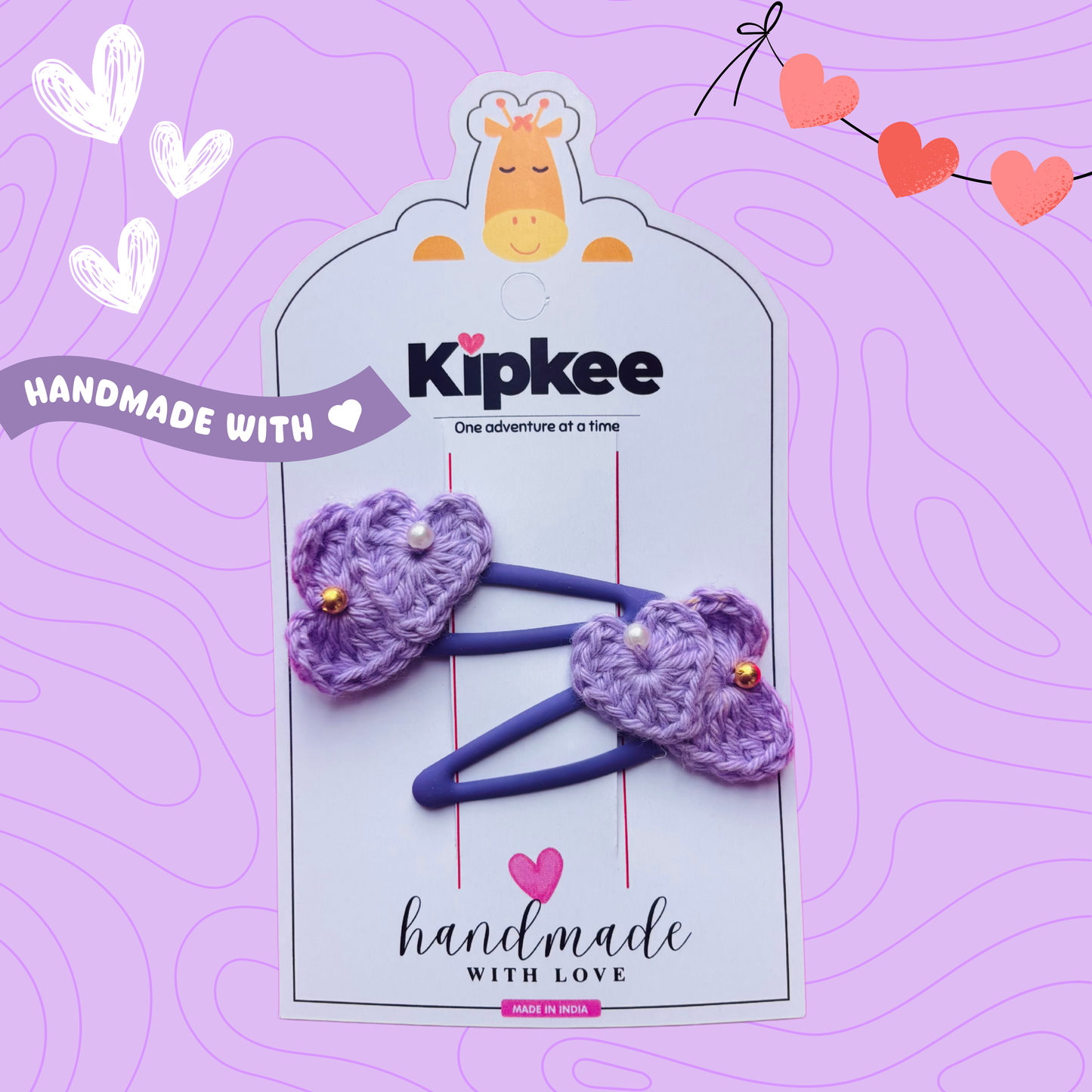 Crochet Hair Pins [Petal, Lavendar colour, Handmade with love, Set of 2]