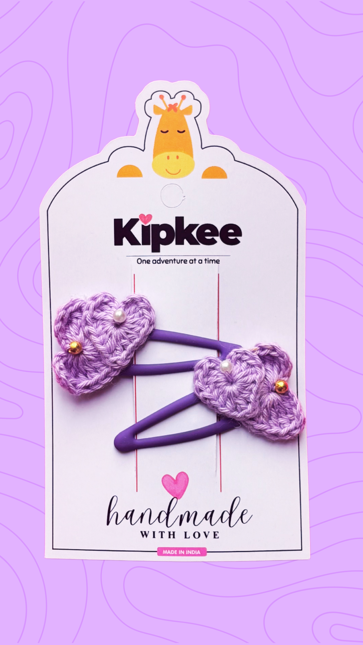 Crochet Hair Pins [Petal, Lavendar colour, Handmade with love, Set of 2]